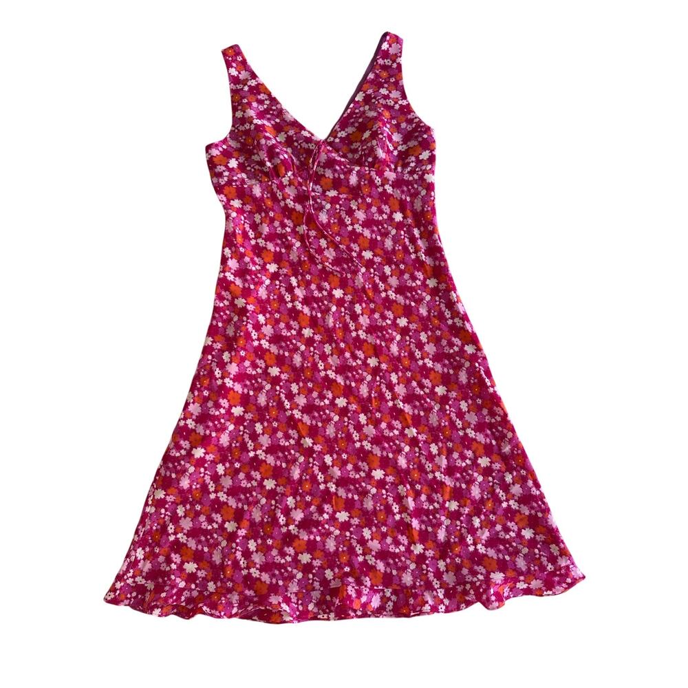 Express Womens Size 2 Pink Floral Fit & Flare Dress Sleeveless Party Retro Y2K